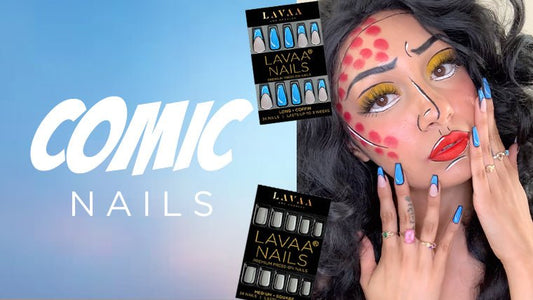 Elevate Your Style with Lavaa Beauty's Comic Blue and Comic Gray Anime-Inspired Press-On Nails - Lavaa Beauty