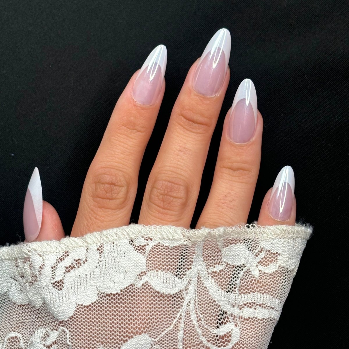 French Tip Nails with Chrome Shine