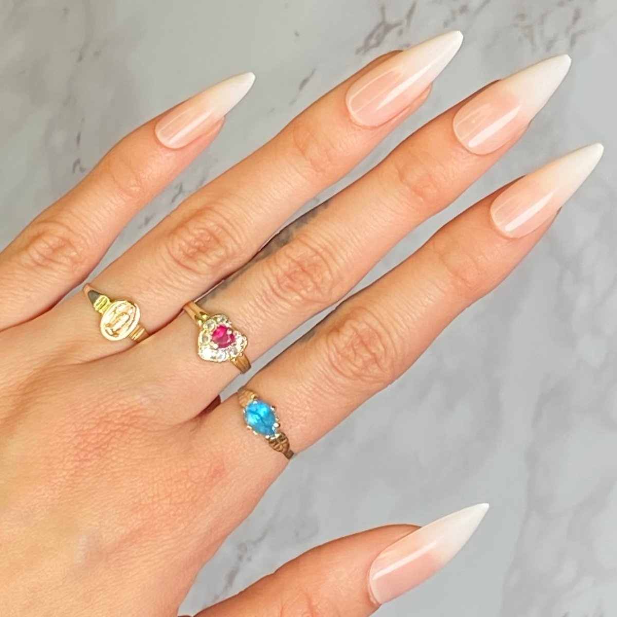 thumbnail image 2 of Long Stiletto French Manicure Press-On Nails - 24 Full Cover Tips With Glue Included 2 of 5