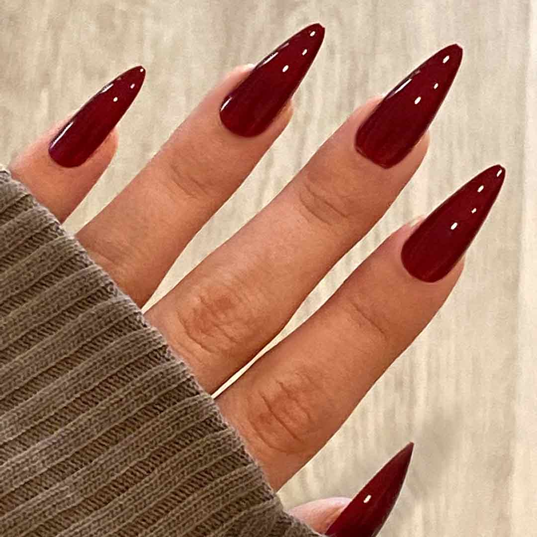 VAMPIRA: Long Glossy Red Stiletto Press On Nails | Lavaa Beauty