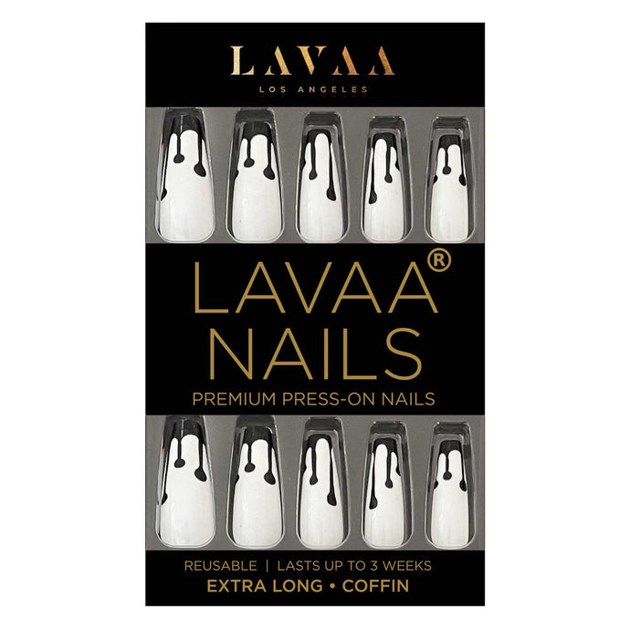 BLACK DRIP: Best Long Black Coffin Press On Nails | Lavaa Beauty