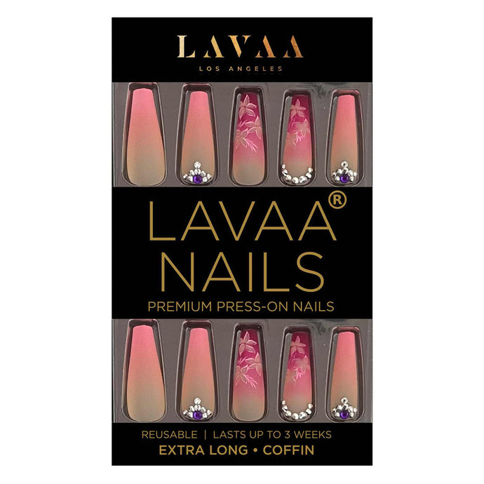 FLOWER BOMB: Best Extra Long French Pink Press On Nails | Lavaa Beauty