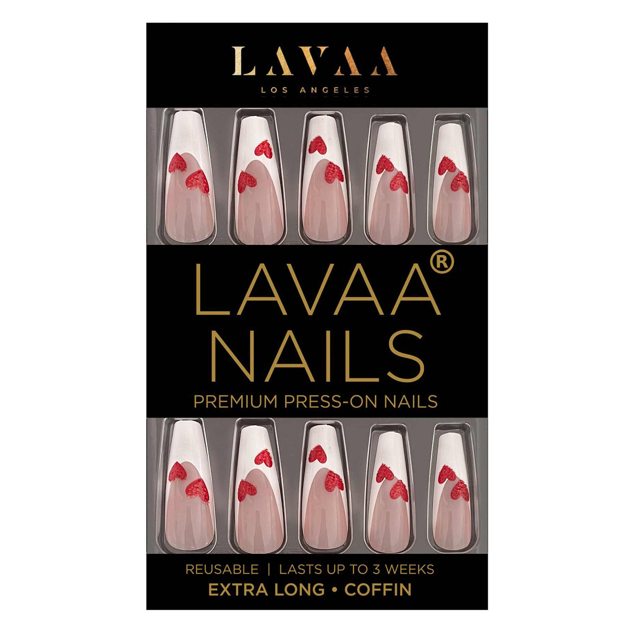 FRENCH LOVE: Best Extra Long French Heart Press On Nails | Lavaa Beauty
