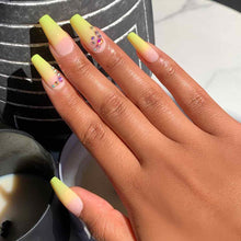 BABY YELLOW OMBRE Swatch: Crystal Ombre Coffin Press On Nails | Lavaa Beauty
