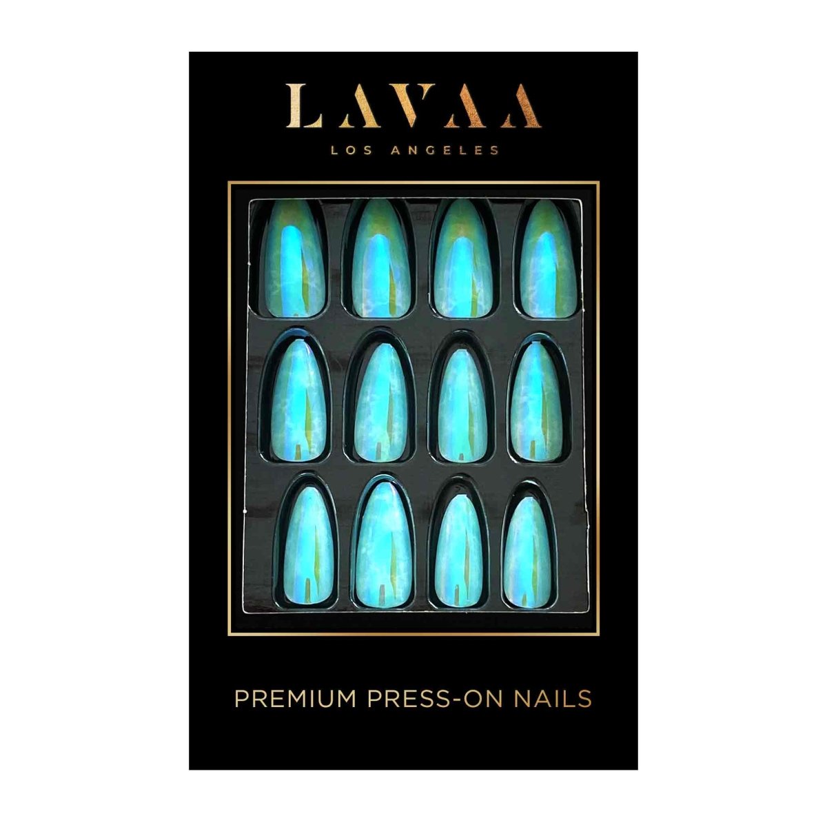 BLUE MARBLE: Best Glossy Medium Almond Press On Nails | Lavaa Beauty