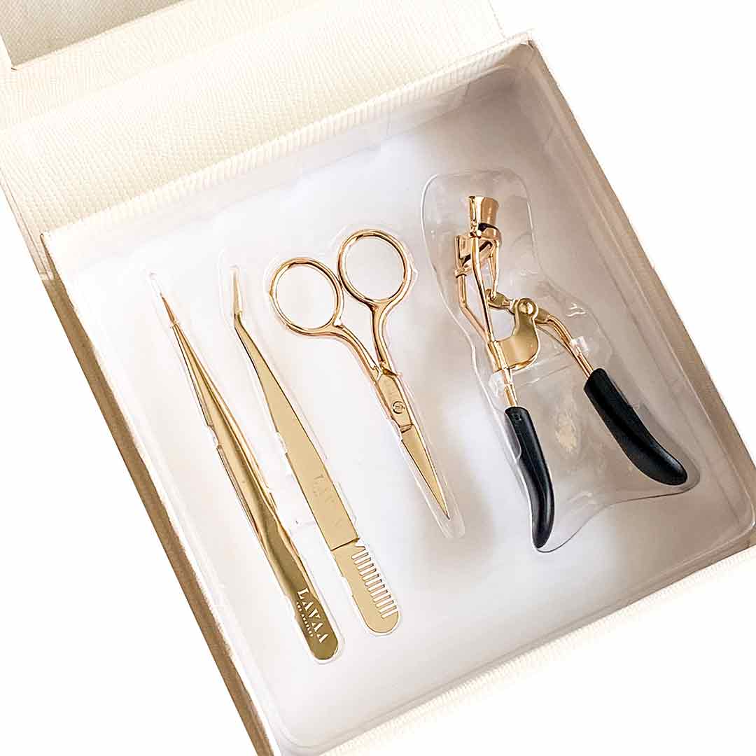 EYELASH TOOL SET: Gold Plated Stainless Steel Tools | Lavaa Beauty