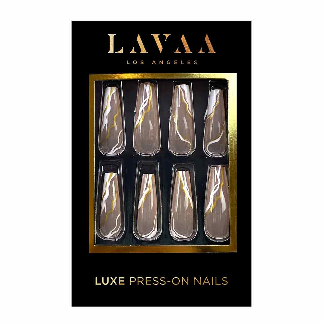 GOLD ELEGANCE: Best Gold Extra Long Press On Nails | Lavaa Beauty