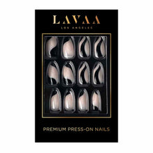 JET SWIRL: Best Medium Black Art Almond Press On Nails | Lavaa Beauty