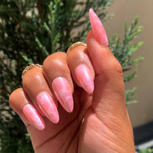 PINK MARBLE Swatch: Pink Medium Almond Press On Nails | Lavaa Beauty