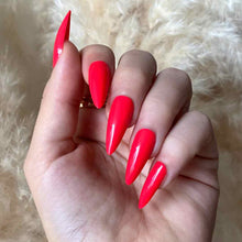 TUTTI FRUTTI Swatch: Long Neon Red Stiletto Press On Nails | Lavaa Beauty